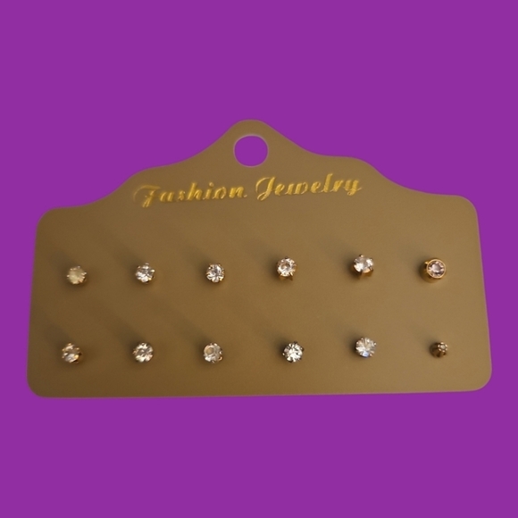 3/$30 Vintage Twelve Tiny Crystal Post Single Stud Earrings - Picture 1 of 3